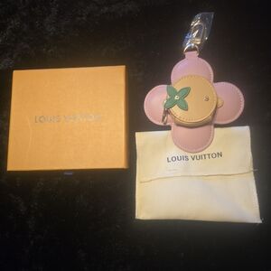 Louis Vuitton Vivienne Pink and Tan Floral Key Holder Coin Purse Bag Charm